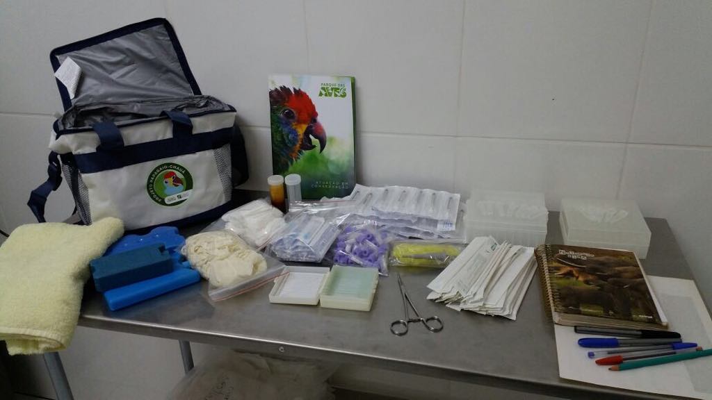 AMterial utilizado para a coleta de amostras dos papagaios-chauá