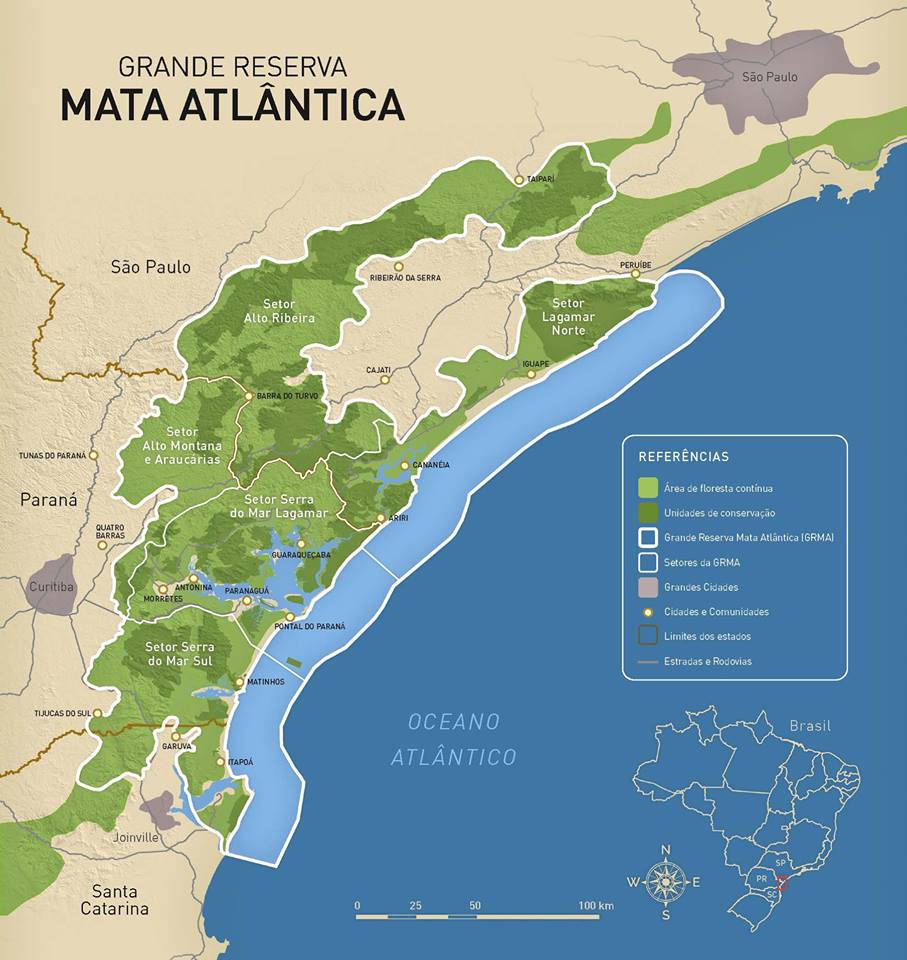 Mapa da grande reserva Mata Atlântica